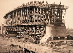 Сооружение железнодорожного моста через реку Тобол. Конец 19 века
